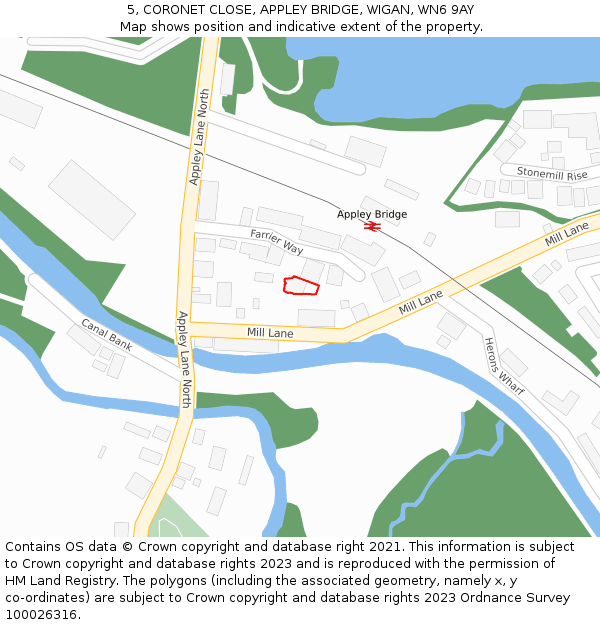 5, CORONET CLOSE, APPLEY BRIDGE, WIGAN, WN6 9AY: Location map and indicative extent of plot
