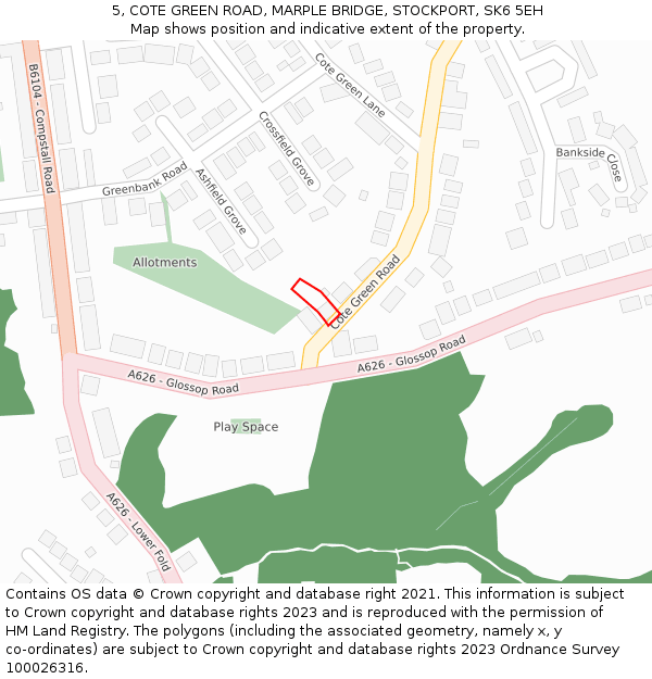 5, COTE GREEN ROAD, MARPLE BRIDGE, STOCKPORT, SK6 5EH: Location map and indicative extent of plot