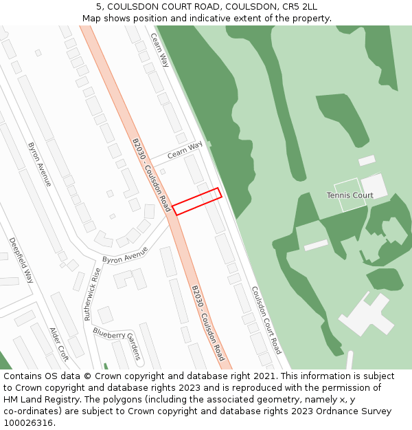 5, COULSDON COURT ROAD, COULSDON, CR5 2LL: Location map and indicative extent of plot