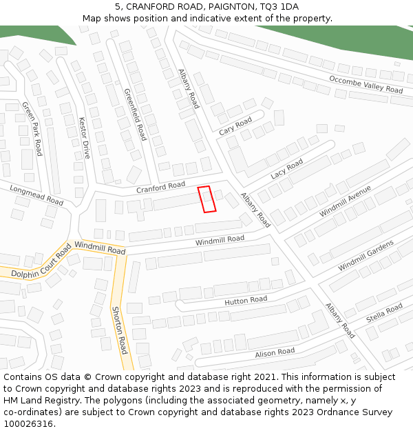 5, CRANFORD ROAD, PAIGNTON, TQ3 1DA: Location map and indicative extent of plot