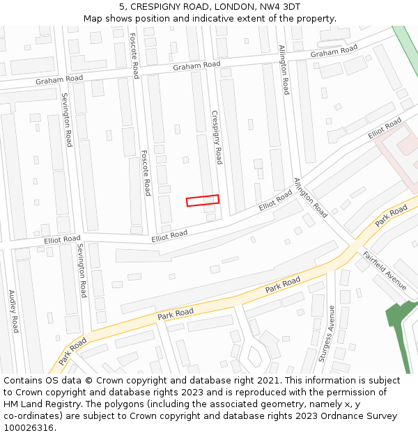 5, CRESPIGNY ROAD, LONDON, NW4 3DT: Location map and indicative extent of plot