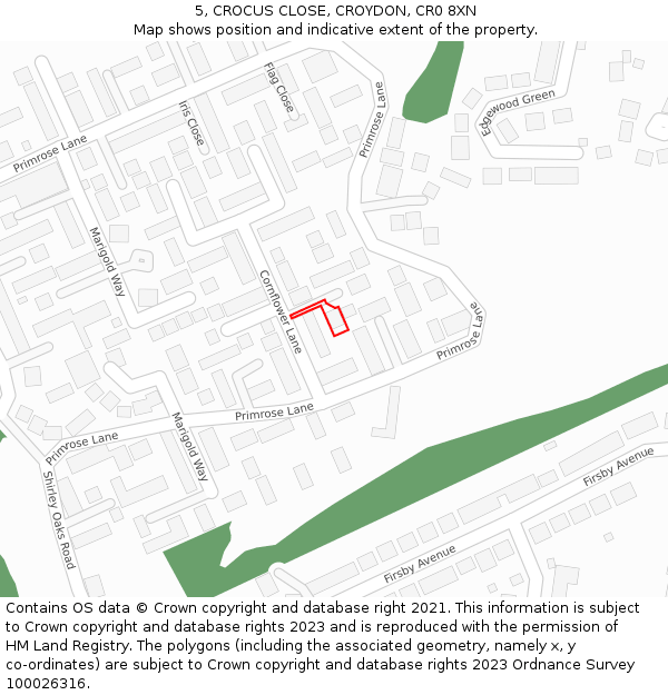 5, CROCUS CLOSE, CROYDON, CR0 8XN: Location map and indicative extent of plot