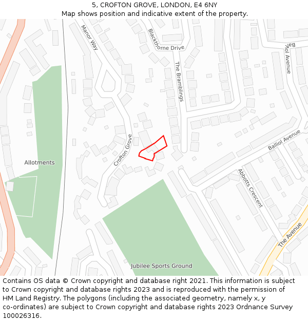 5, CROFTON GROVE, LONDON, E4 6NY: Location map and indicative extent of plot