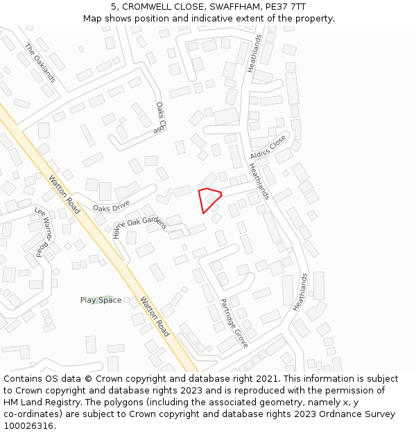 5, CROMWELL CLOSE, SWAFFHAM, PE37 7TT: Location map and indicative extent of plot