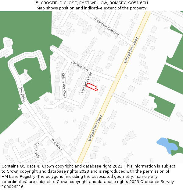 5, CROSFIELD CLOSE, EAST WELLOW, ROMSEY, SO51 6EU: Location map and indicative extent of plot