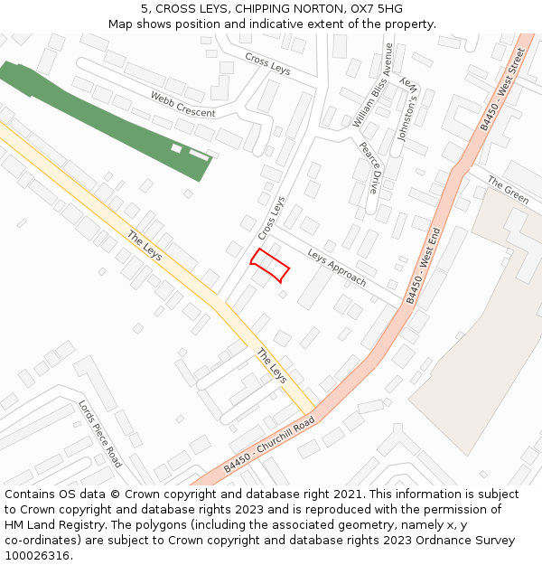 5, CROSS LEYS, CHIPPING NORTON, OX7 5HG: Location map and indicative extent of plot