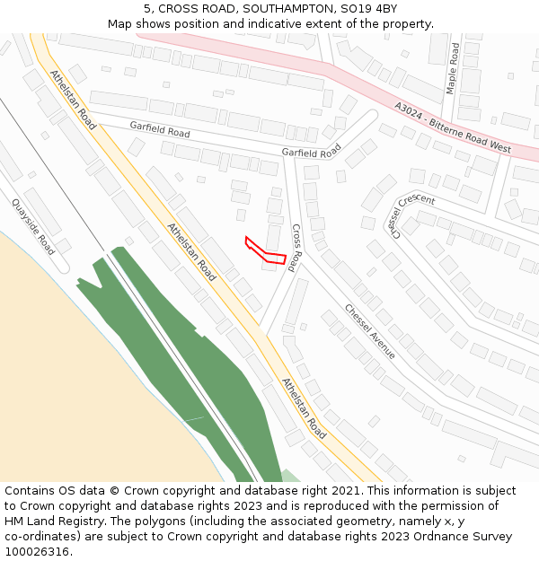 5, CROSS ROAD, SOUTHAMPTON, SO19 4BY: Location map and indicative extent of plot