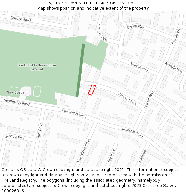 5, CROSSHAVEN, LITTLEHAMPTON, BN17 6RT: Location map and indicative extent of plot