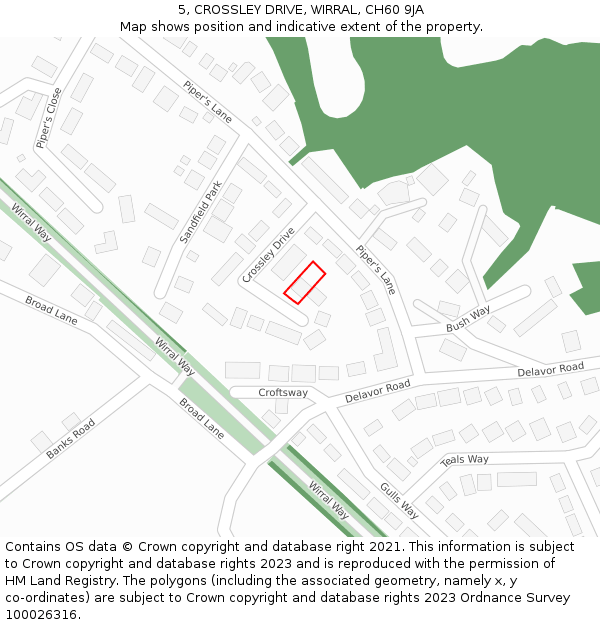 5, CROSSLEY DRIVE, WIRRAL, CH60 9JA: Location map and indicative extent of plot