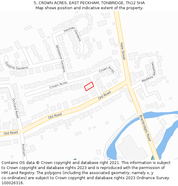 5, CROWN ACRES, EAST PECKHAM, TONBRIDGE, TN12 5HA: Location map and indicative extent of plot