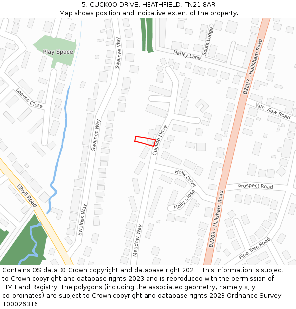 5, CUCKOO DRIVE, HEATHFIELD, TN21 8AR: Location map and indicative extent of plot