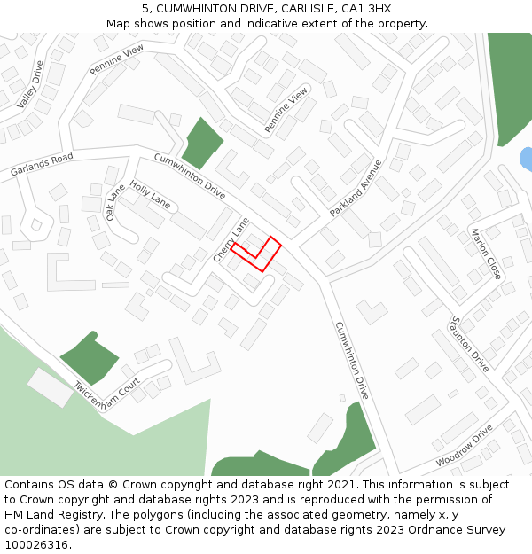 5, CUMWHINTON DRIVE, CARLISLE, CA1 3HX: Location map and indicative extent of plot