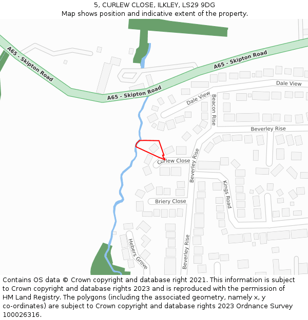 5, CURLEW CLOSE, ILKLEY, LS29 9DG: Location map and indicative extent of plot