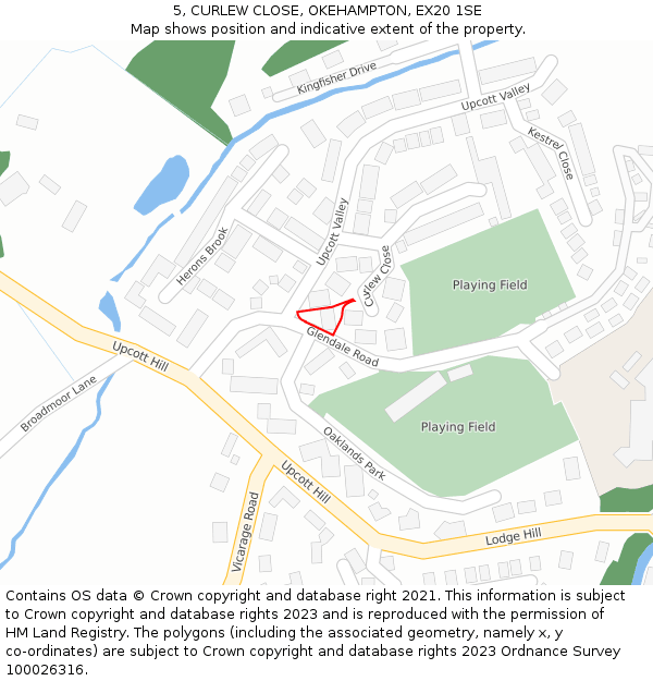 5, CURLEW CLOSE, OKEHAMPTON, EX20 1SE: Location map and indicative extent of plot