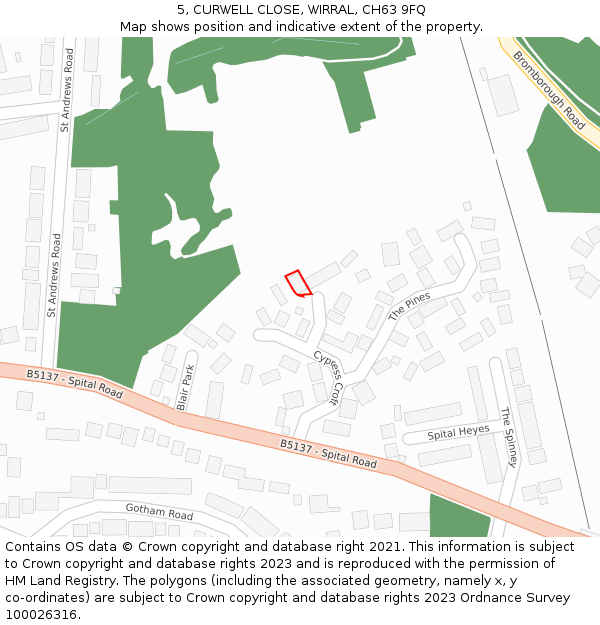 5, CURWELL CLOSE, WIRRAL, CH63 9FQ: Location map and indicative extent of plot