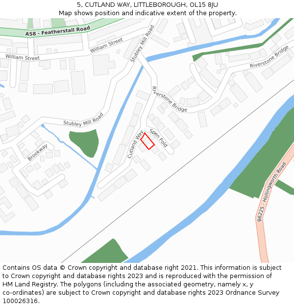 5, CUTLAND WAY, LITTLEBOROUGH, OL15 8JU: Location map and indicative extent of plot