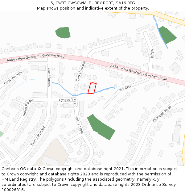 5, CWRT GWSCWM, BURRY PORT, SA16 0FG: Location map and indicative extent of plot