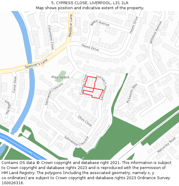 5, CYPRESS CLOSE, LIVERPOOL, L31 1LA: Location map and indicative extent of plot