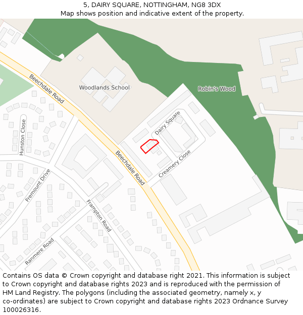 5, DAIRY SQUARE, NOTTINGHAM, NG8 3DX: Location map and indicative extent of plot