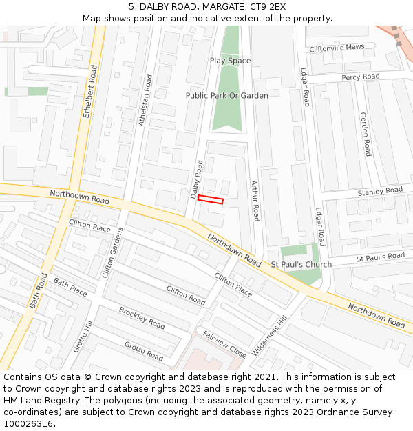 5, DALBY ROAD, MARGATE, CT9 2EX: Location map and indicative extent of plot