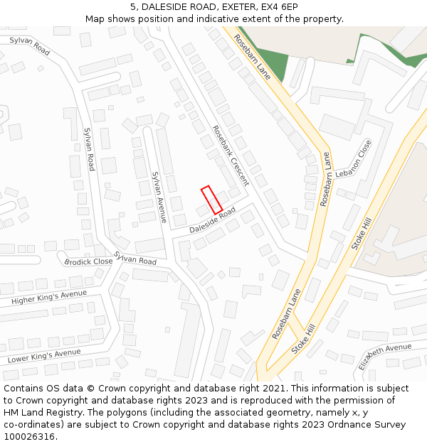 5, DALESIDE ROAD, EXETER, EX4 6EP: Location map and indicative extent of plot