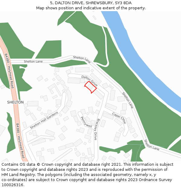 5, DALTON DRIVE, SHREWSBURY, SY3 8DA: Location map and indicative extent of plot