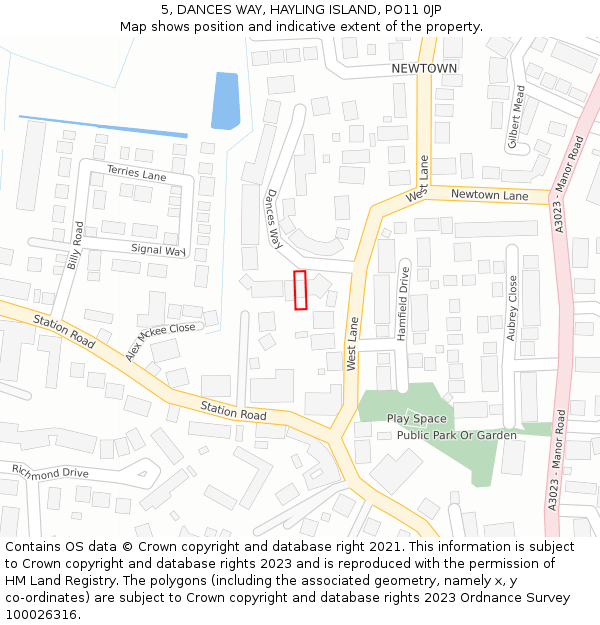 5, DANCES WAY, HAYLING ISLAND, PO11 0JP: Location map and indicative extent of plot