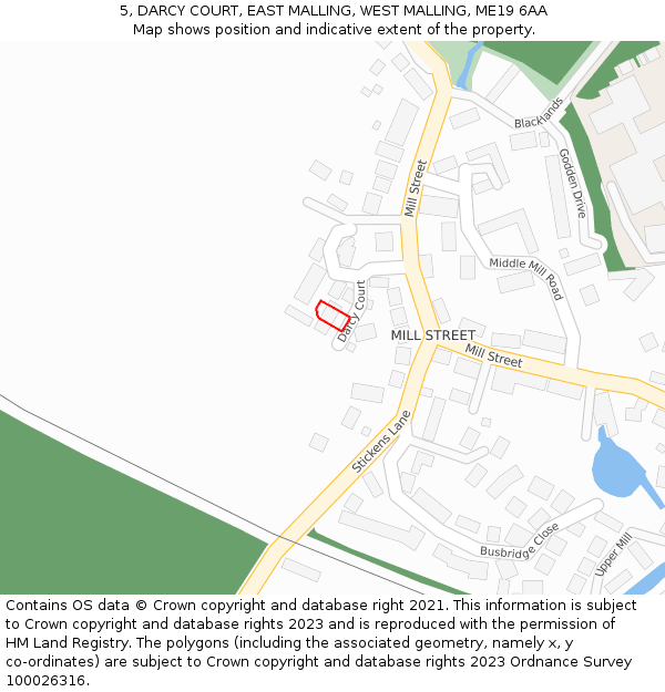 5, DARCY COURT, EAST MALLING, WEST MALLING, ME19 6AA: Location map and indicative extent of plot