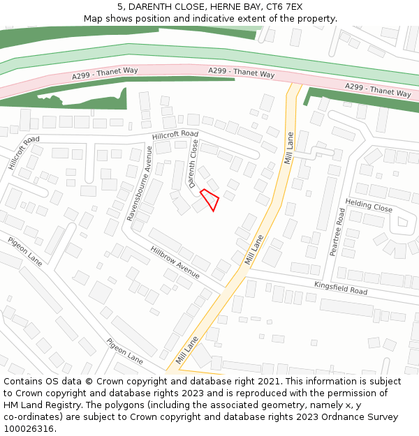 5, DARENTH CLOSE, HERNE BAY, CT6 7EX: Location map and indicative extent of plot