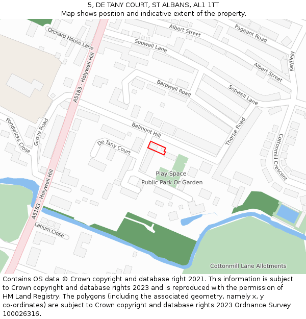 5, DE TANY COURT, ST ALBANS, AL1 1TT: Location map and indicative extent of plot