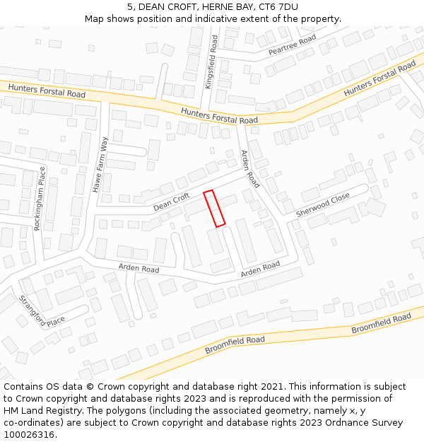 5, DEAN CROFT, HERNE BAY, CT6 7DU: Location map and indicative extent of plot