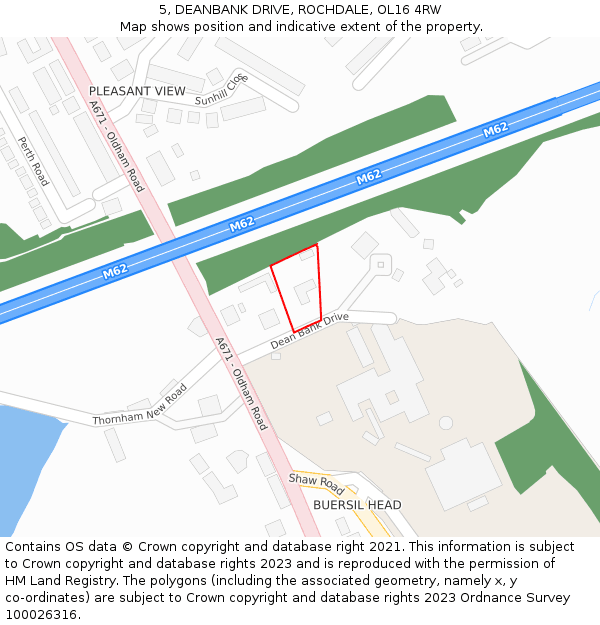 5, DEANBANK DRIVE, ROCHDALE, OL16 4RW: Location map and indicative extent of plot