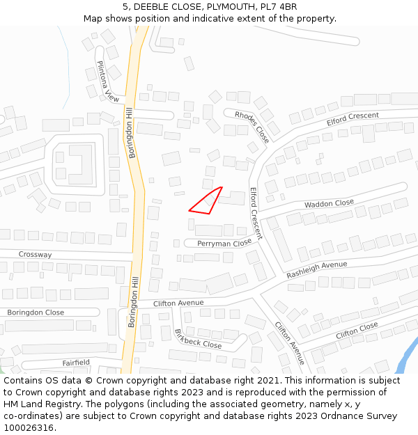 5, DEEBLE CLOSE, PLYMOUTH, PL7 4BR: Location map and indicative extent of plot