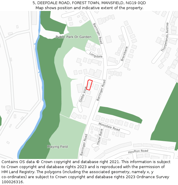5, DEEPDALE ROAD, FOREST TOWN, MANSFIELD, NG19 0QD: Location map and indicative extent of plot