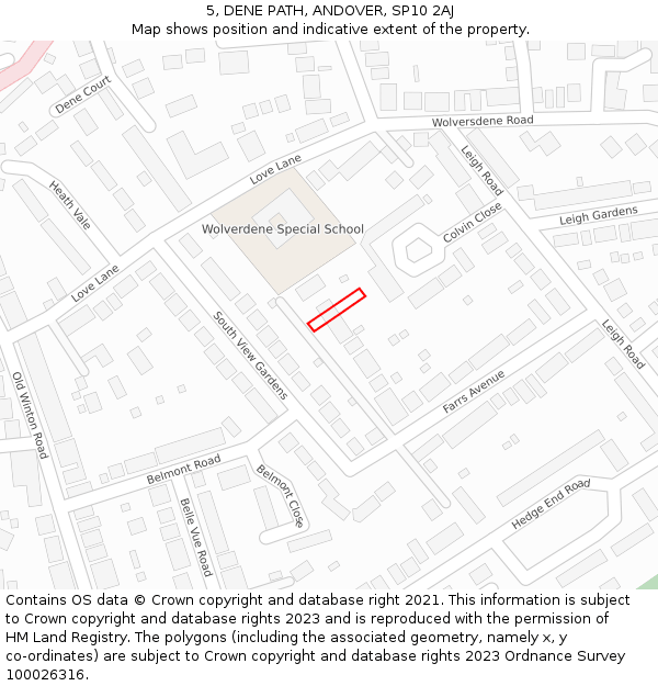 5, DENE PATH, ANDOVER, SP10 2AJ: Location map and indicative extent of plot
