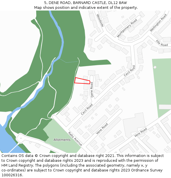 5, DENE ROAD, BARNARD CASTLE, DL12 8AW: Location map and indicative extent of plot