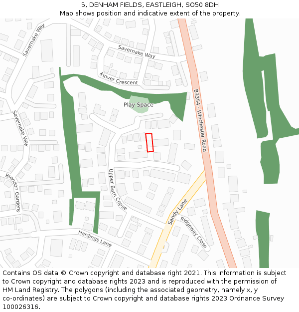 5, DENHAM FIELDS, EASTLEIGH, SO50 8DH: Location map and indicative extent of plot