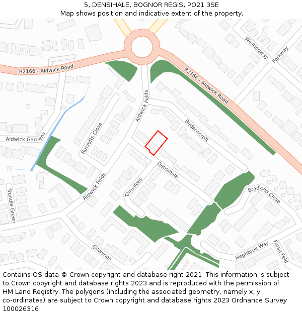 5, DENSIHALE, BOGNOR REGIS, PO21 3SE: Location map and indicative extent of plot