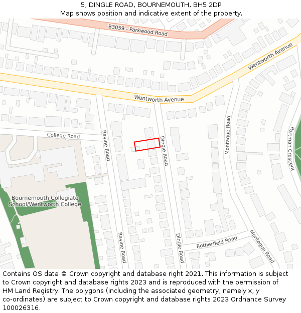 5, DINGLE ROAD, BOURNEMOUTH, BH5 2DP: Location map and indicative extent of plot