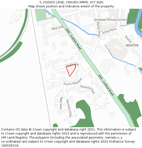 5, DODDS LANE, CRAVEN ARMS, SY7 9QN: Location map and indicative extent of plot