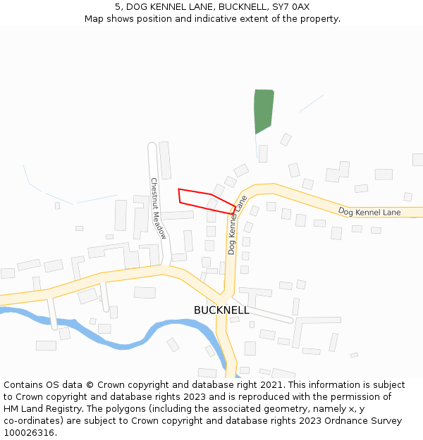 5, DOG KENNEL LANE, BUCKNELL, SY7 0AX: Location map and indicative extent of plot