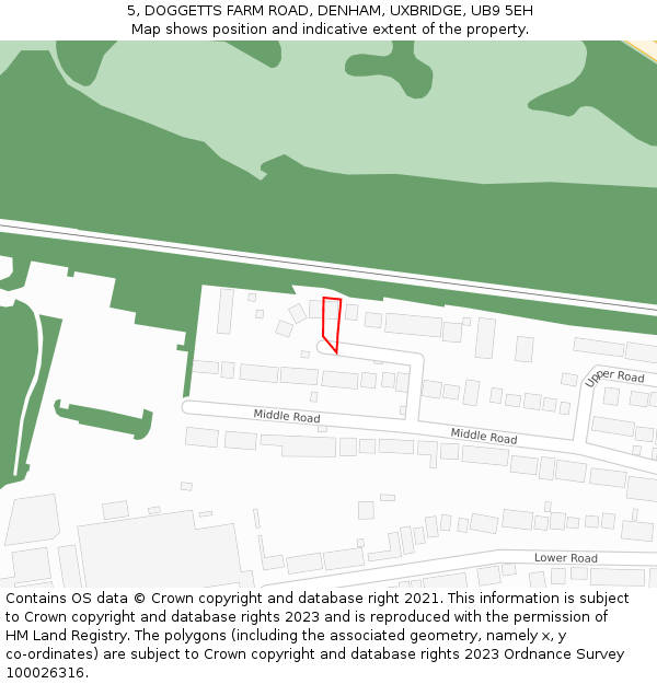 5, DOGGETTS FARM ROAD, DENHAM, UXBRIDGE, UB9 5EH: Location map and indicative extent of plot