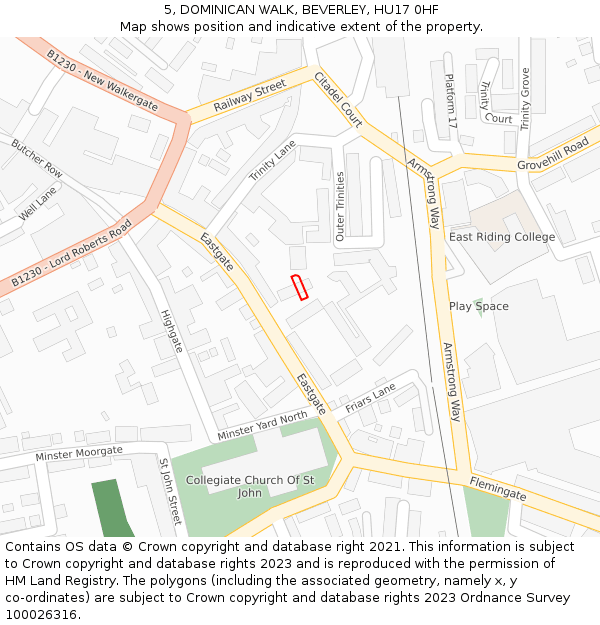 5, DOMINICAN WALK, BEVERLEY, HU17 0HF: Location map and indicative extent of plot