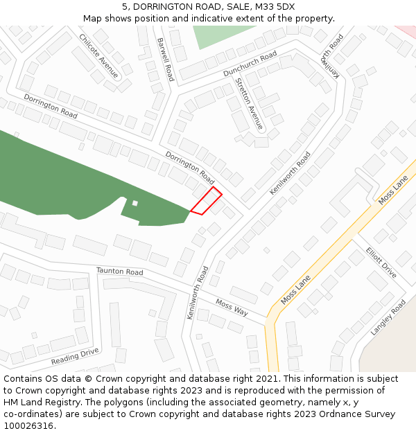 5, DORRINGTON ROAD, SALE, M33 5DX: Location map and indicative extent of plot
