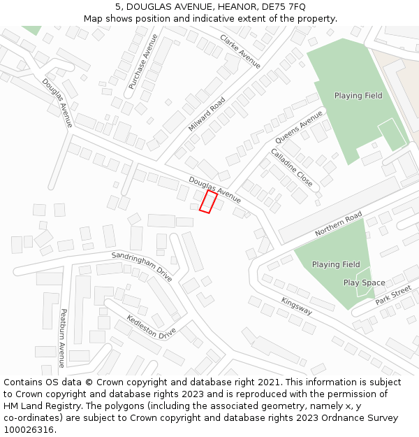 5, DOUGLAS AVENUE, HEANOR, DE75 7FQ: Location map and indicative extent of plot