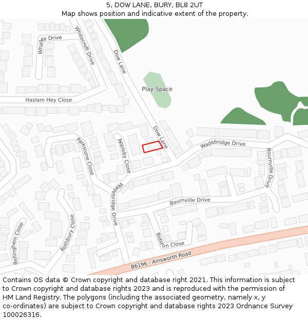 5, DOW LANE, BURY, BL8 2UT: Location map and indicative extent of plot
