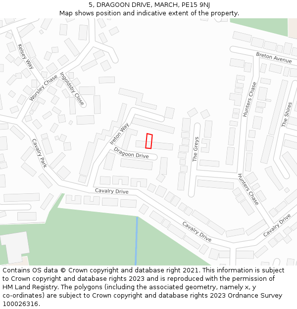 5, DRAGOON DRIVE, MARCH, PE15 9NJ: Location map and indicative extent of plot