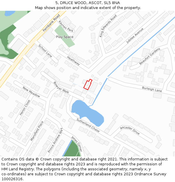 5, DRUCE WOOD, ASCOT, SL5 8NA: Location map and indicative extent of plot