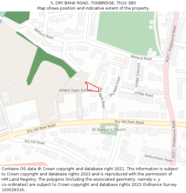 5, DRY BANK ROAD, TONBRIDGE, TN10 3BS: Location map and indicative extent of plot