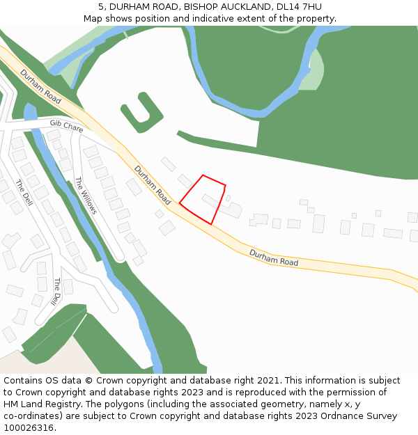 5, DURHAM ROAD, BISHOP AUCKLAND, DL14 7HU: Location map and indicative extent of plot